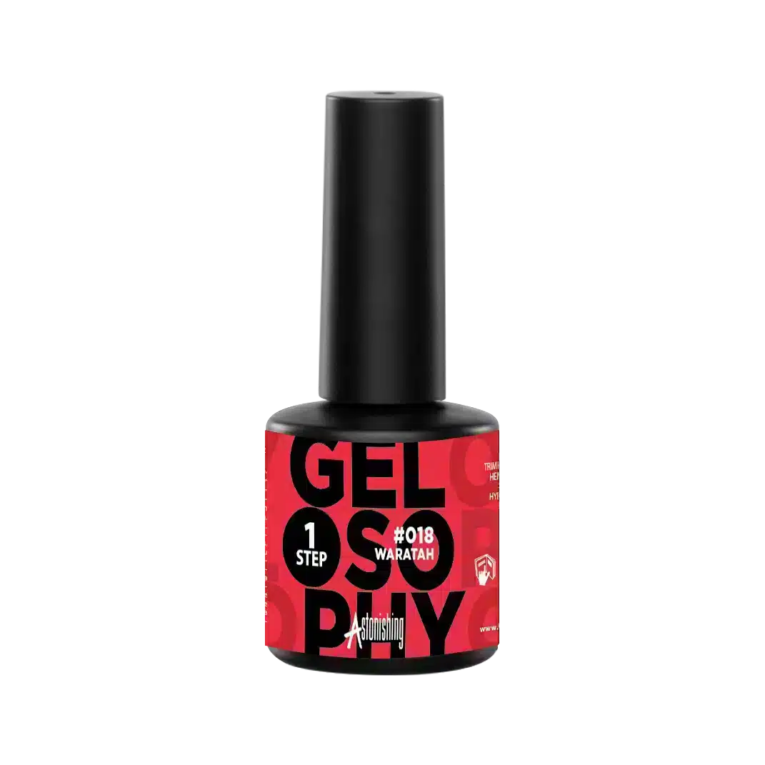 Astonishing Gelosophy 1-Step #018 Waratah Gellack in warmem Rot, Fläschchen mit 7 ml