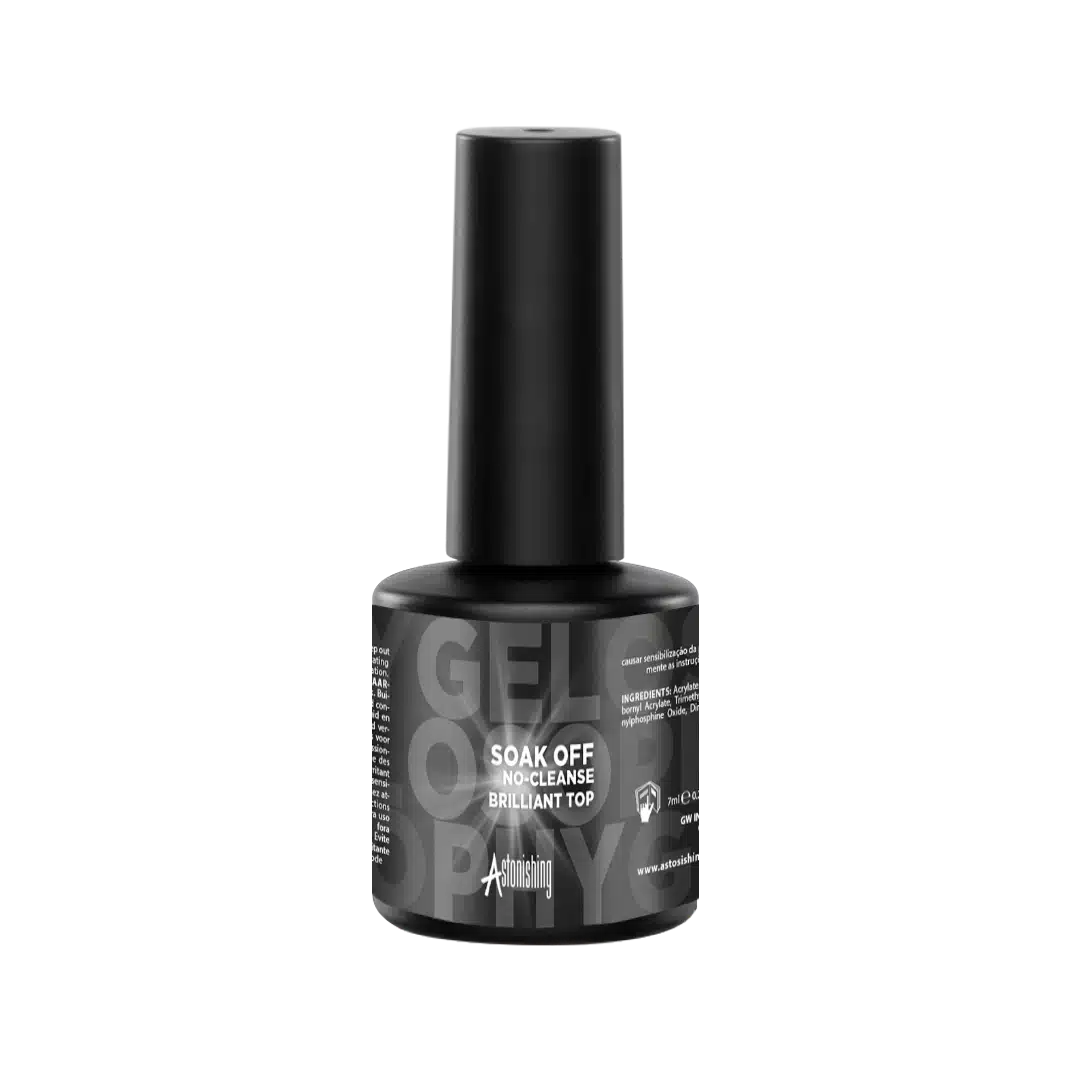 Astonishing Gelosophy Soak Off No Cleanse Brilliant Top, glänzendes Topgel ohne Schwitzschicht, 7 ml