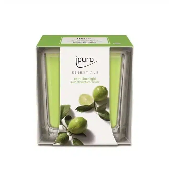 Ipuro Essentials Lime Light Duftkerze mit 125 g für eine frische Zitrusstimmung zu Hause