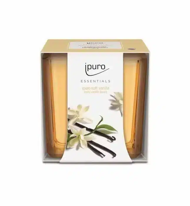 Ipuro Essentials Soft Vanilla Duftkerze mit 125 g für eine sanfte Vanillestimmung zu Hause