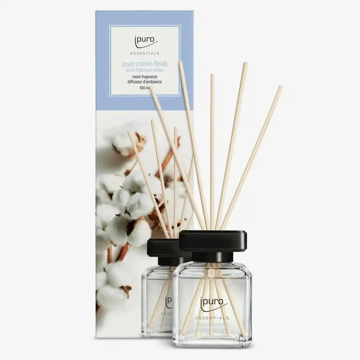 Ipuro Essentials Cotton Fields Duftstäbchen mit 200 ml für frischen Duft zu Hause