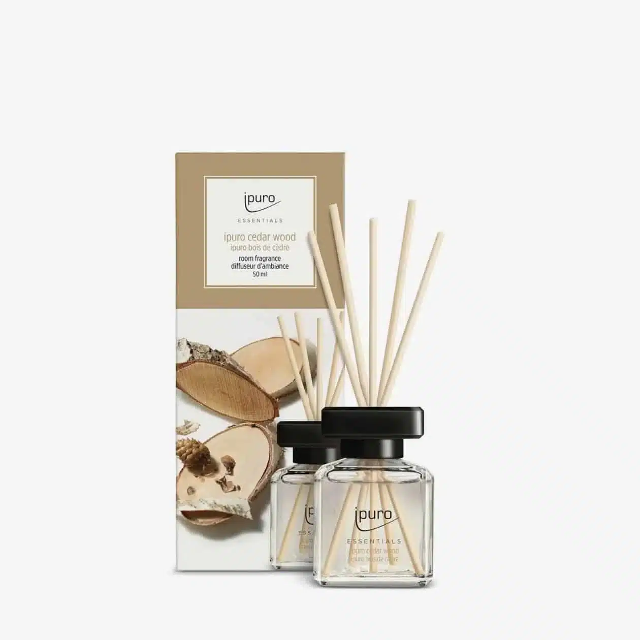 Ipuro Essentials Cedar Wood Duftstäbchen mit 200 ml für warmen Holzduft zu Hause