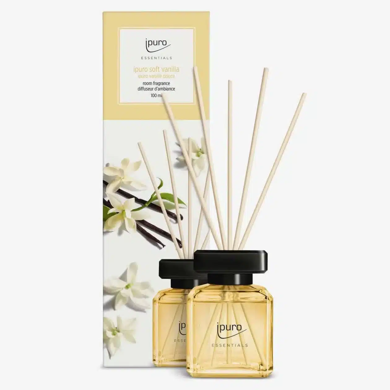 Ipuro Essentials Soft Vanilla Duftstäbchen mit 200 ml für sanften Vanilleduft zu Hause