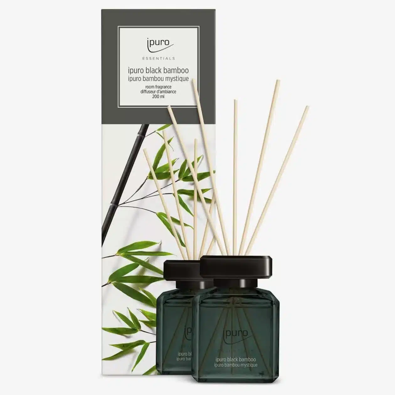 Ipuro Essentials Black Bamboo Duftstäbchen mit 200 ml für warmen Bambusduft zu Hause