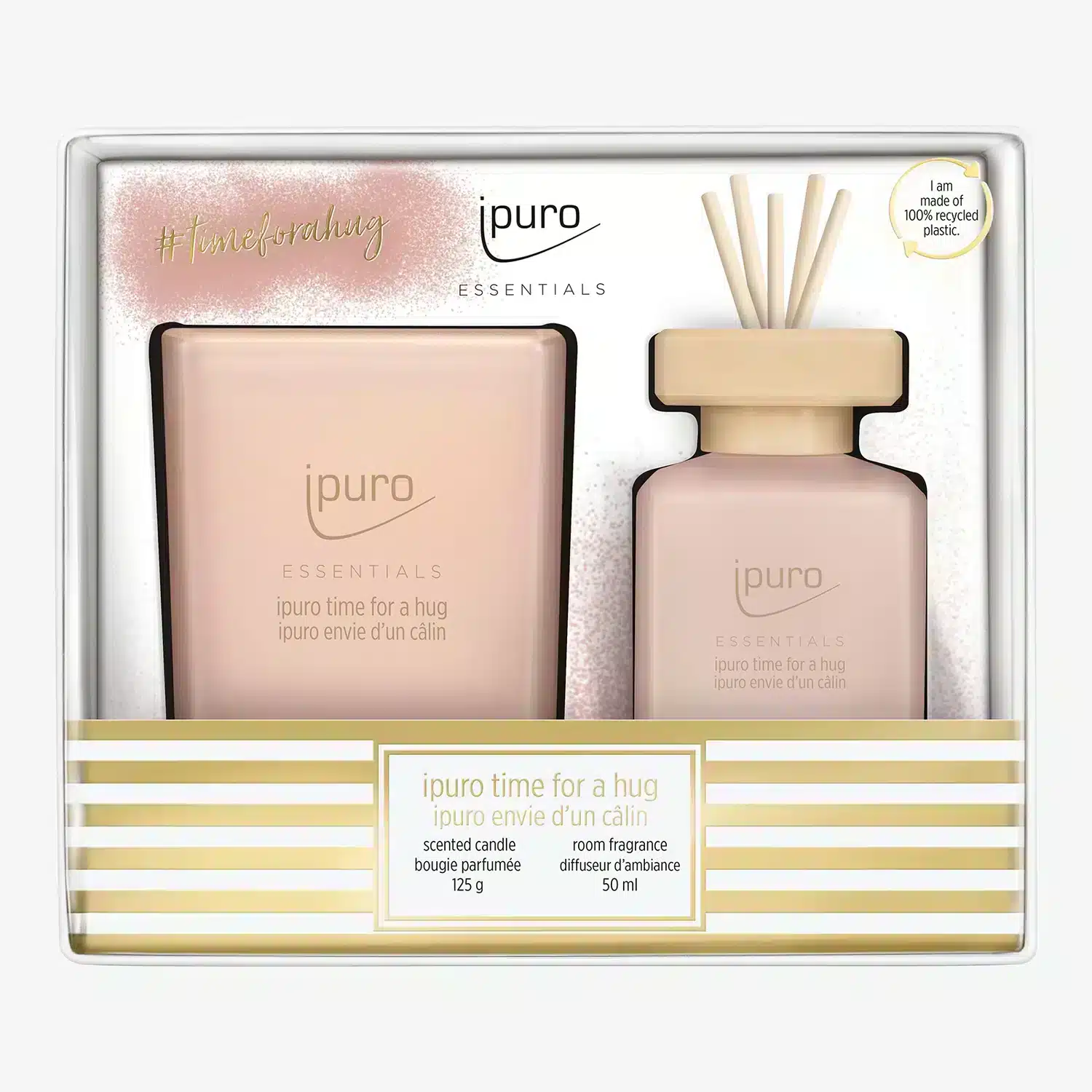 Essentials Set mit Diffusor 50ml und Duftkerze 125g Time for a hug für eine gemütliche Atmosphäre