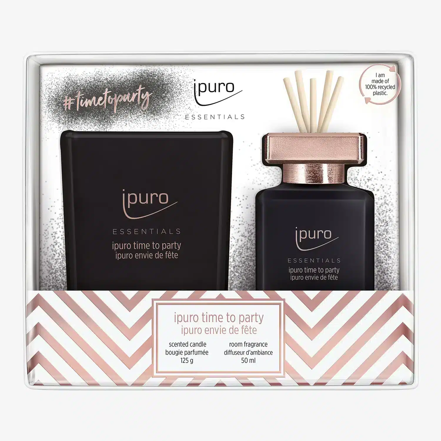 Essentials Set mit Diffusor 50ml und Duftkerze 125g Time to party für eine festliche Atmosphäre