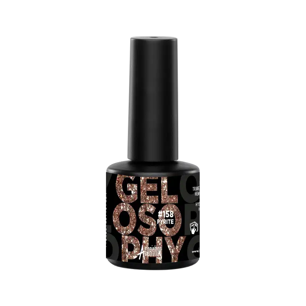 Astonishing Gelosophy #158 Pyrite Gellack im 15ml Fläschchen für einen goldenen Metallic-Nagellook