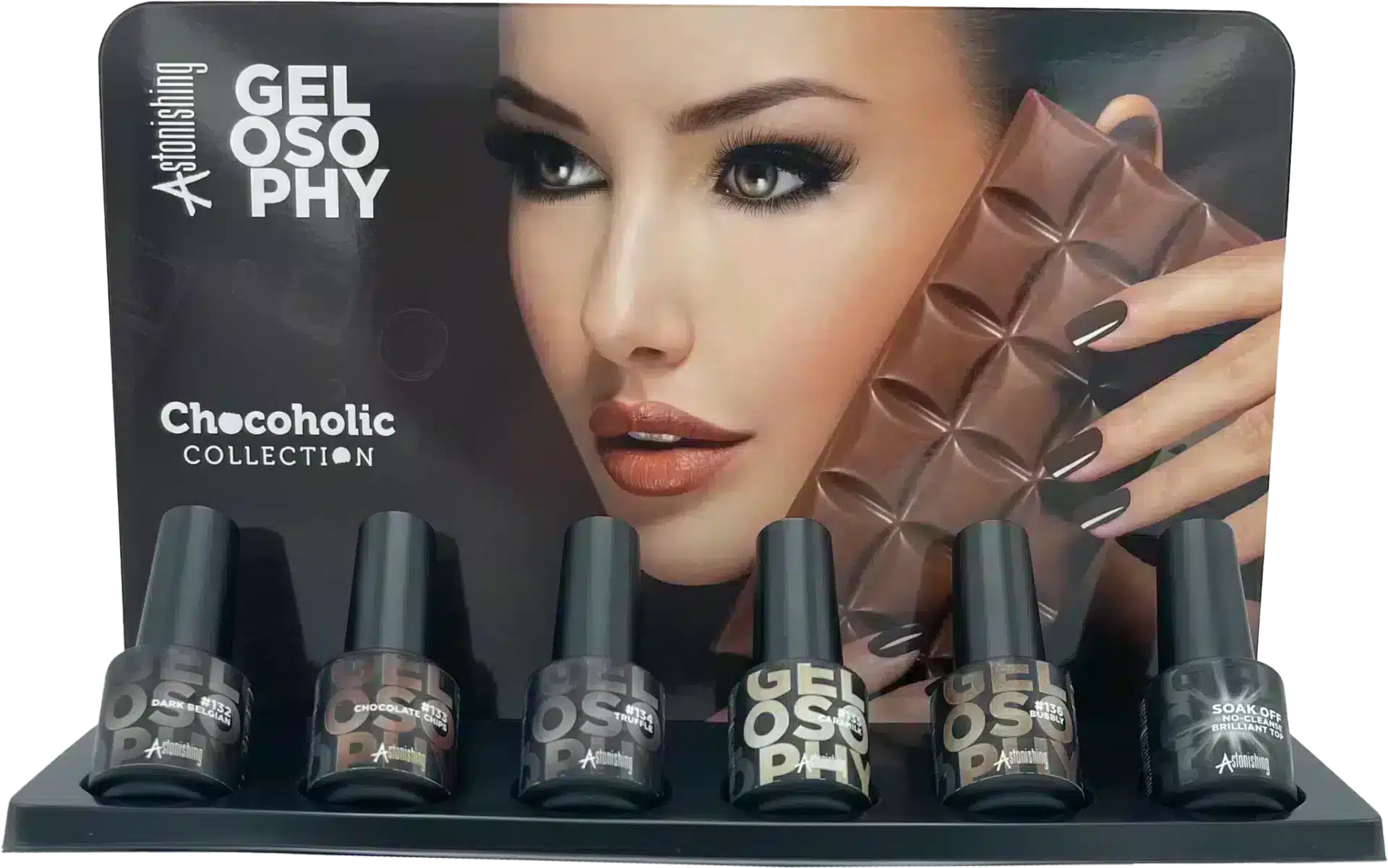 Astonishing Gelosophy Chocoholic Kollektion Gel-Nagellack mit warmen Schokoladentönen in 15ml Fläschchen