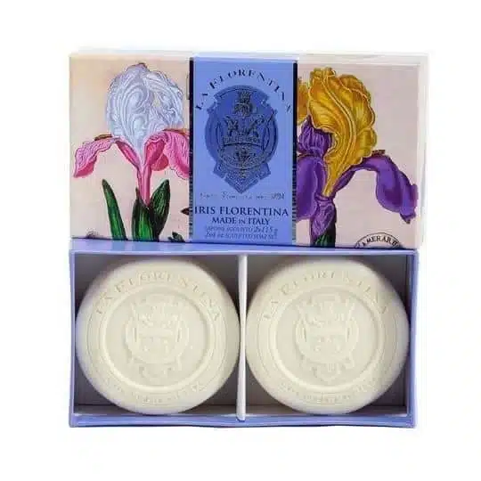 Set runder Seifen mit 2 x 115 gr Florentina Iris Seife in einer schönen Geschenkbox mit Irisduft