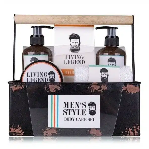 Men's Style Badeset für Herren präsentiert in einem praktischen Metallkorb