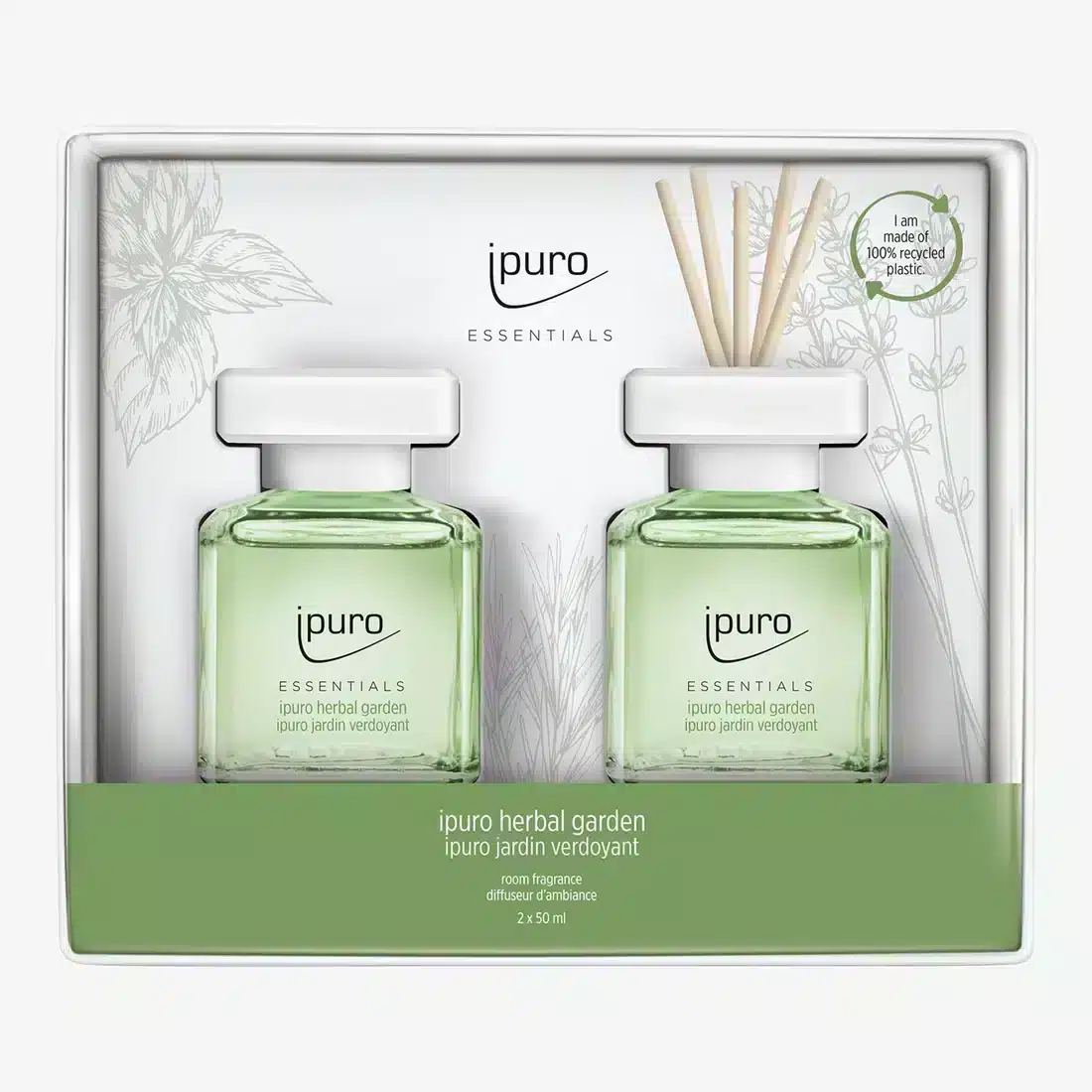 Essentials Nachfüllset 2x50ml Herbal Garden für den Duftdiffusor mit krautigem Duft zu Hause