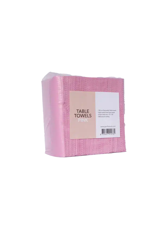 Table Towels in Rosa, Set mit 100 saugfähigen Tüchern für den Maniküretisch
