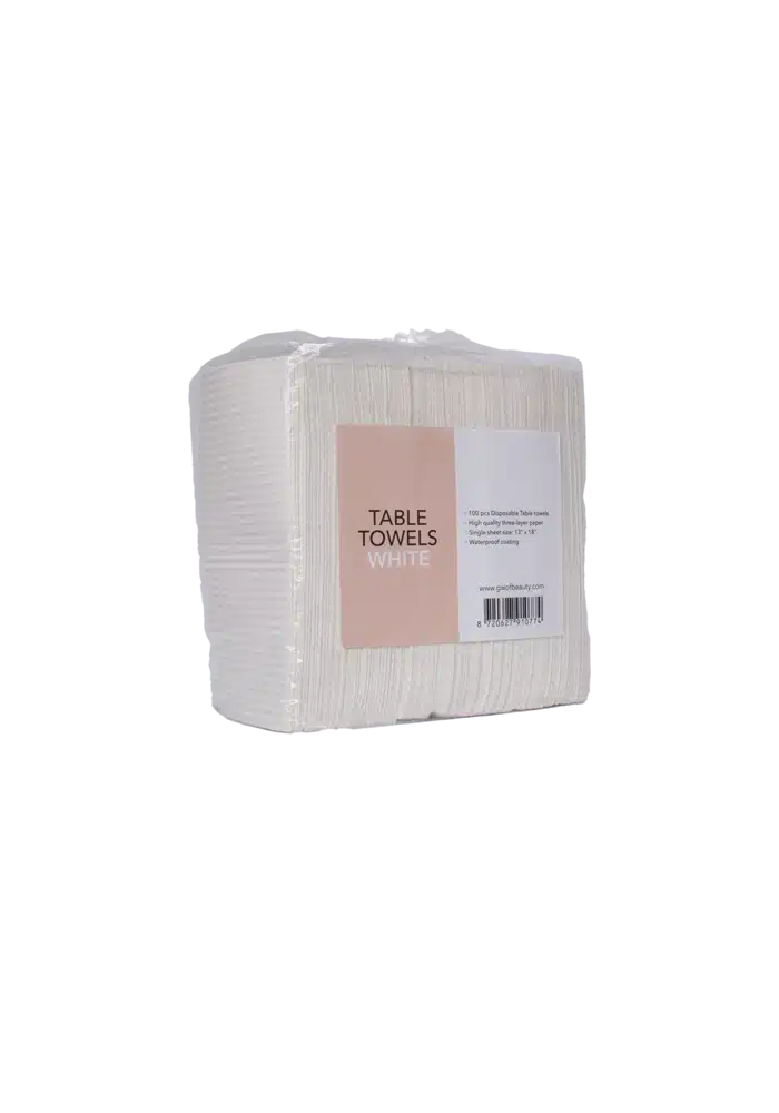 Table Towels in Weiß, Set mit 100 saugfähigen Tüchern für den Maniküretisch