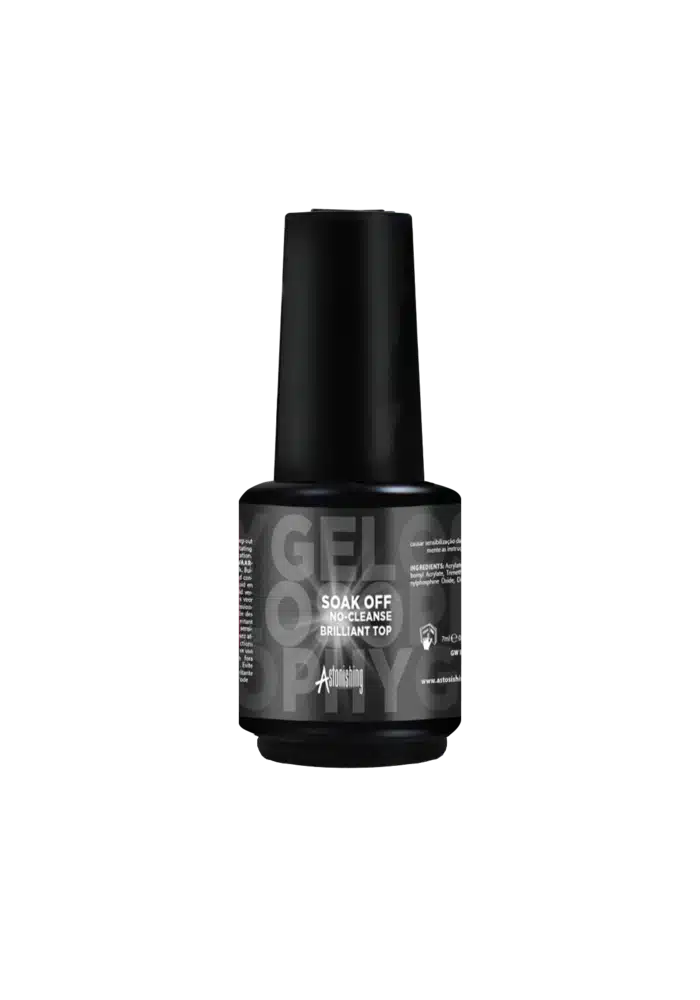 Astonishing Gelosophy Soak Off No Cleanse Brilliant Top Überlack für Nägel, 15ml, hochglänzendes Finish