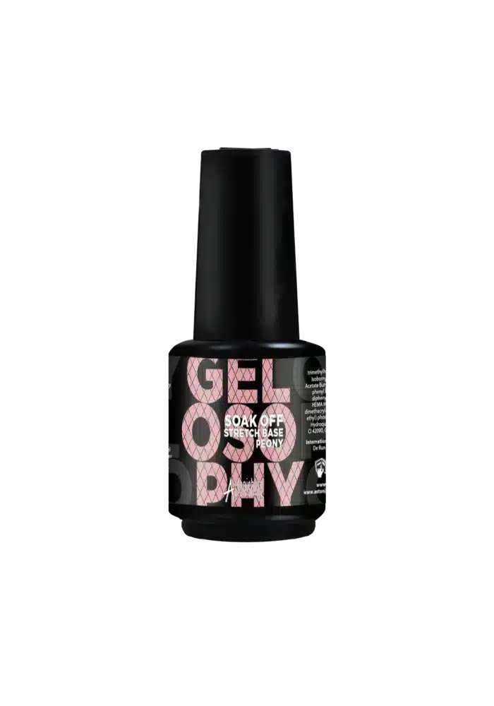 Astonishing Gelosophy Soak Off Stretch Base Peony Rubber Base in zartem Rosa, 15ml für feste Nägel