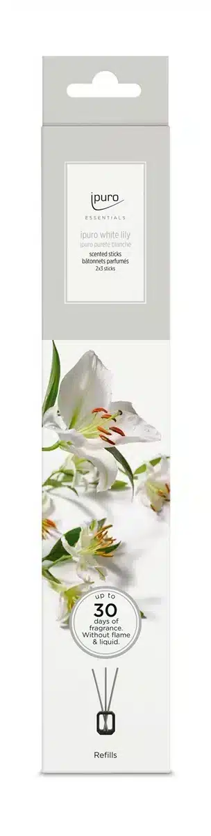 Nachfüllung Essentials Scented Stick White Lily, Set mit 6 Duftstäbchen mit blumigem weißem Lilienduft