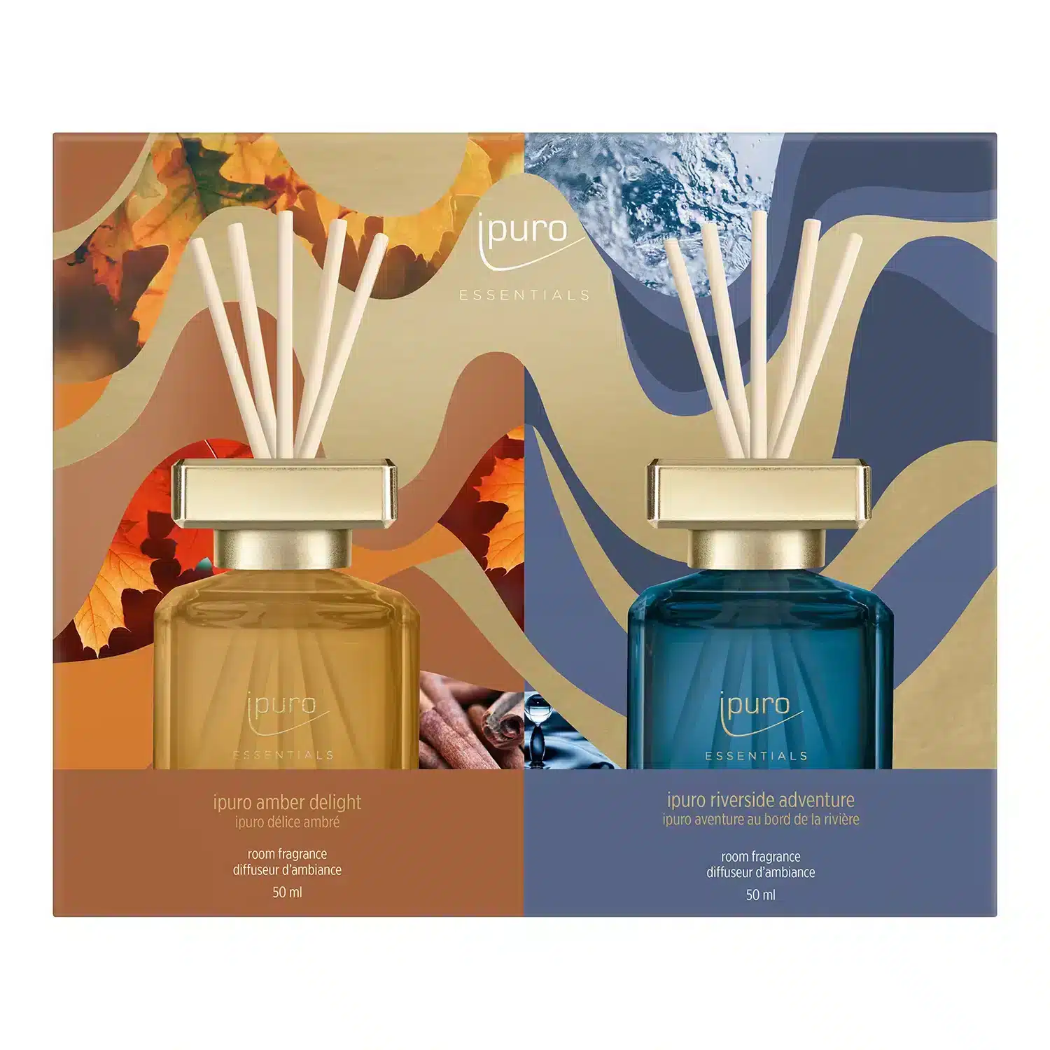 Essentials Duftset Amber Delight & Riverside Adventure, zwei Raumdüfte mit je 50 ml