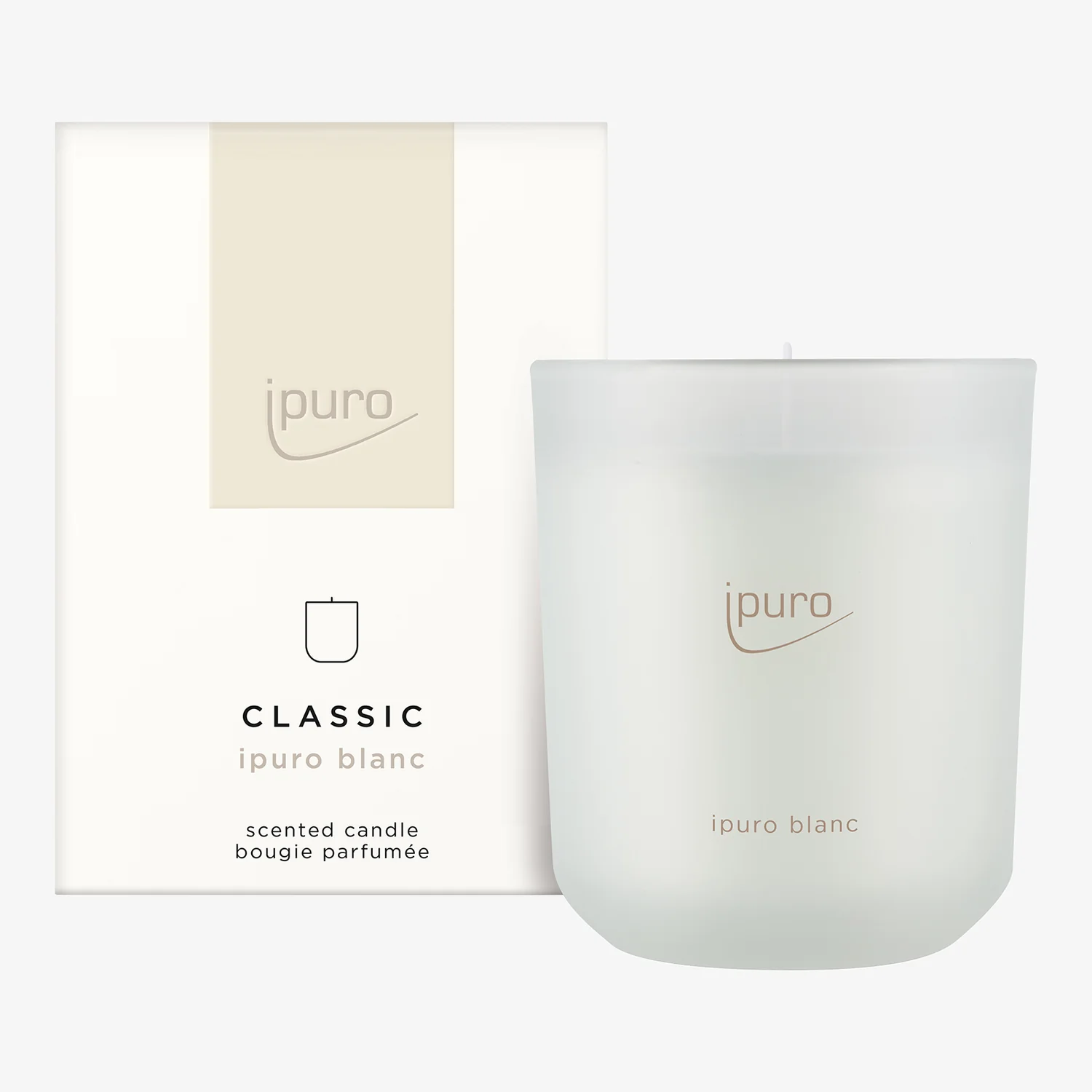 Ipuro Classic Blanc Duftkerze 270g mit reinem, frischem Duft für eine angenehme Atmosphäre im Zuhause