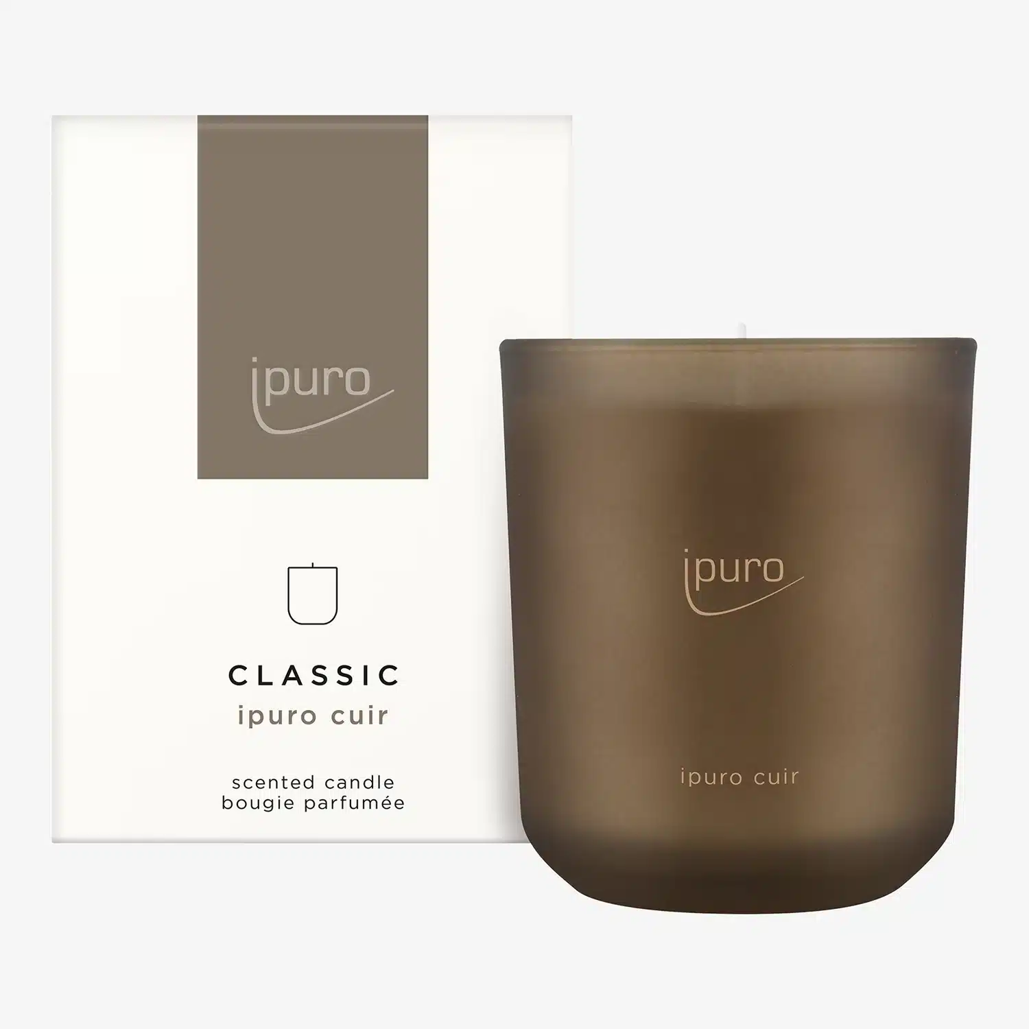ipuro Classic cuir Duftkerze 270g mit einem edlen, warmen Lederduft