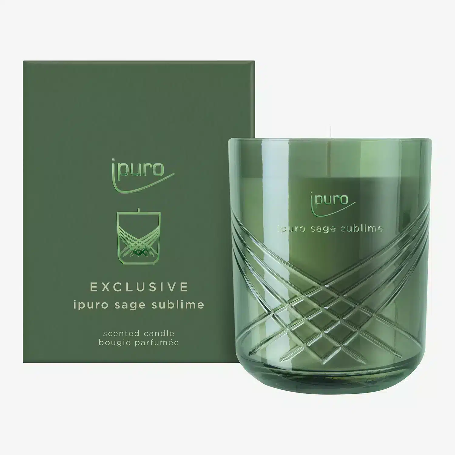 ipuro Exclusive sage sublime Duftkerze 270g für eine warme Atmosphäre im Zuhause