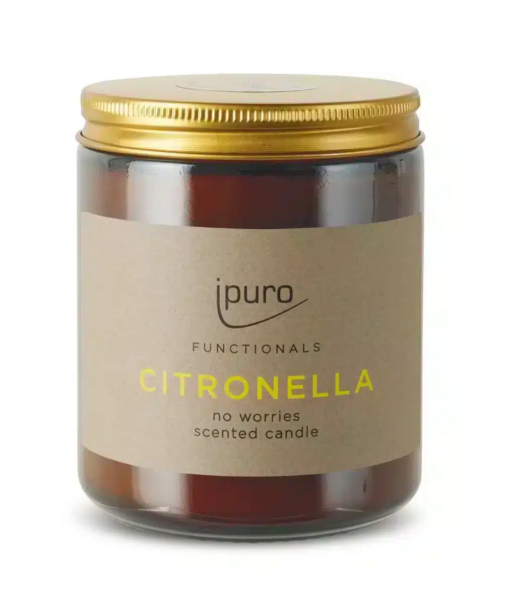 Ipuro functionals Citronella Duftkerze mit 200 g und frischem Citronelladuft für draußen