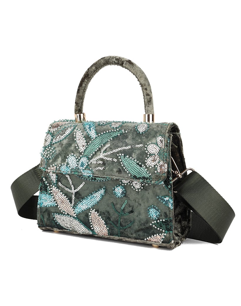 Handtasche aus Kunstleder mit Pailletten und glitzerndem Finish, ein auffälliges stilvolles Accessoire