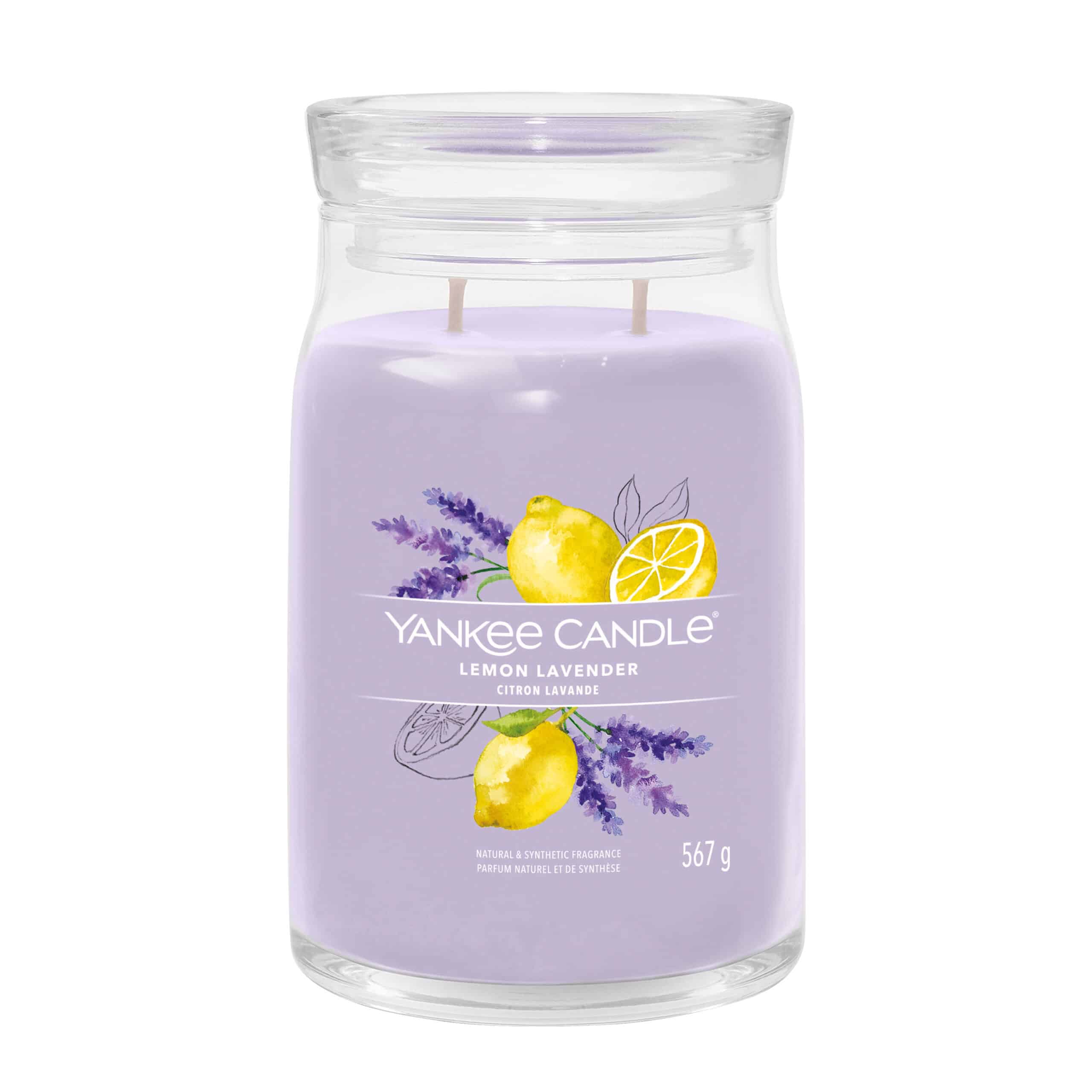 Yankee Candle Lemon Lavender Signature Duftkerze im großen Glas mit Zitrone und Lavendel