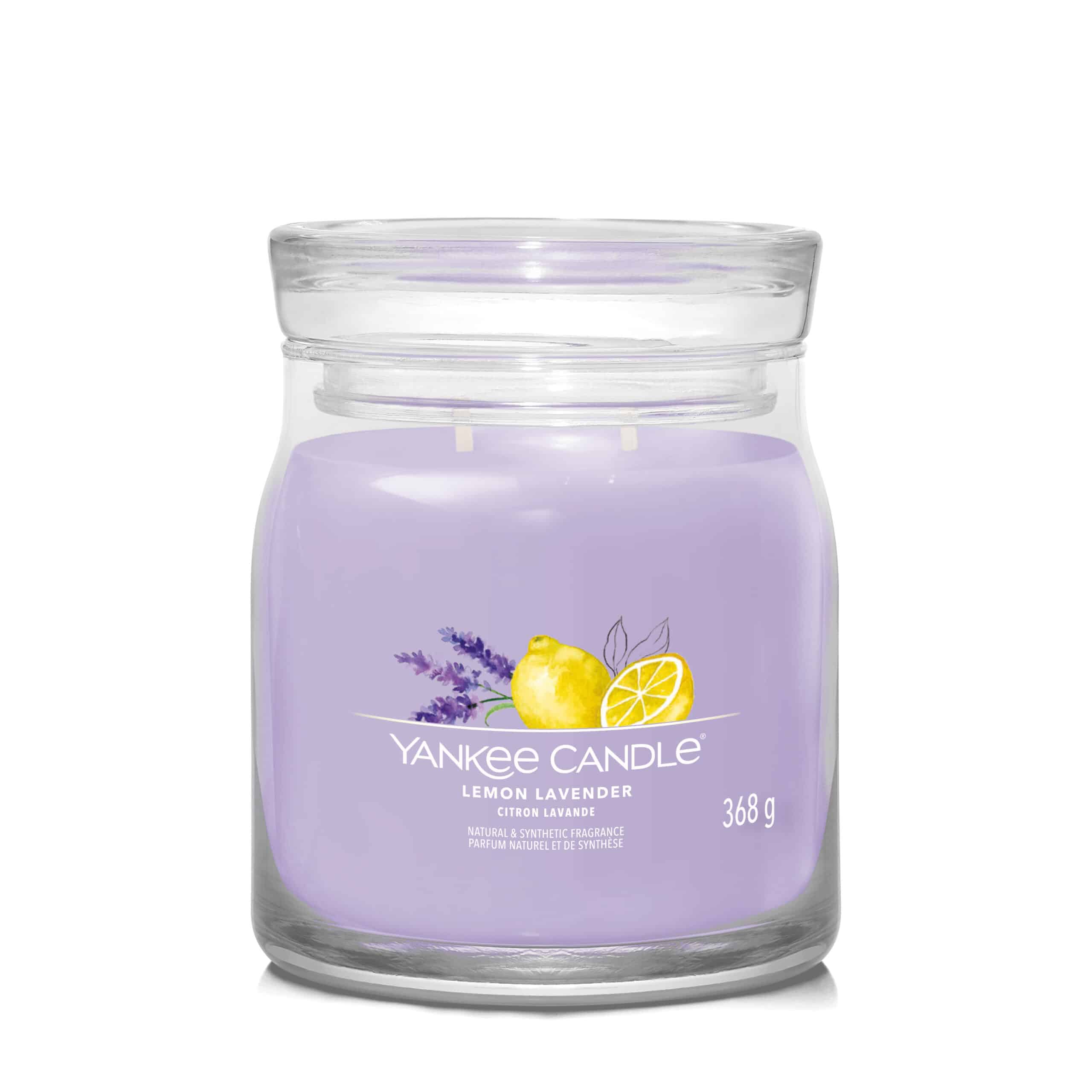 Yankee Candle Lemon Lavender Signature Duftkerze im mittelgroßen Glas mit Zitrone und Lavendel