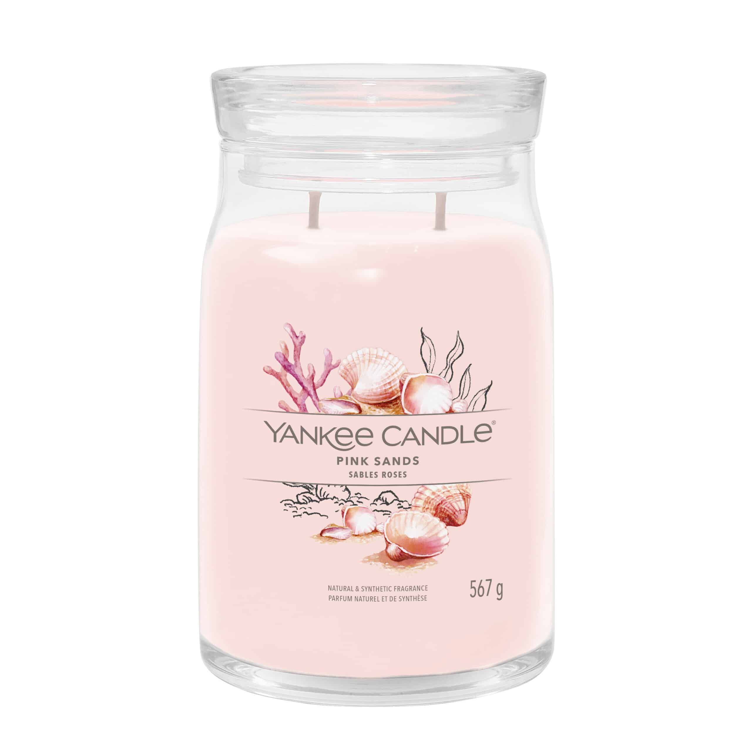 Yankee Candle Pink Sands Signature Duftkerze im großen Glas mit fruchtig-blumigem Duft