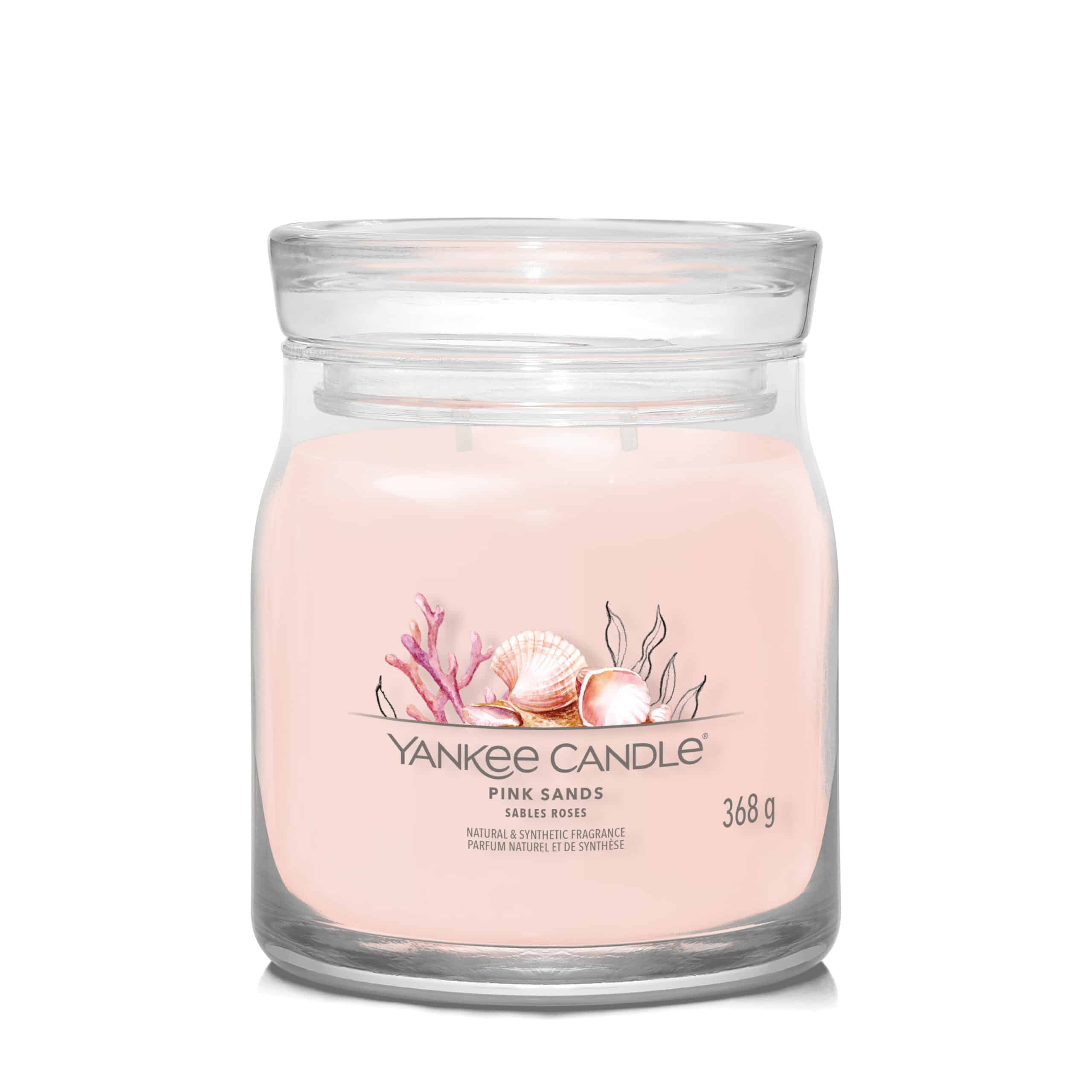 Yankee Candle Pink Sands Signature Duftkerze im mittelgroßen Glas mit fruchtigem Duft
