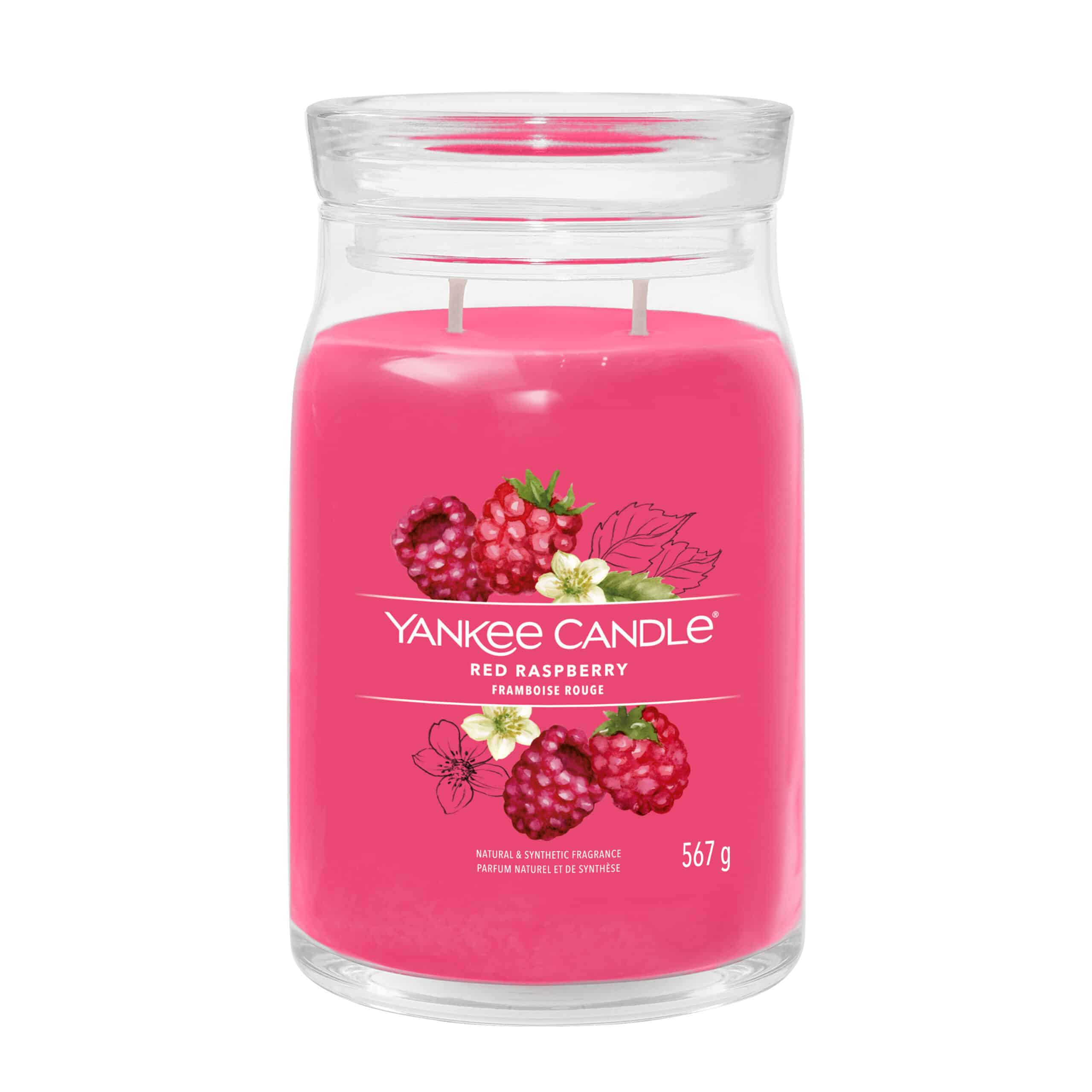 Yankee Candle Red Raspberry Signature Duftkerze im großen Glas mit saftigem Himbeerduft