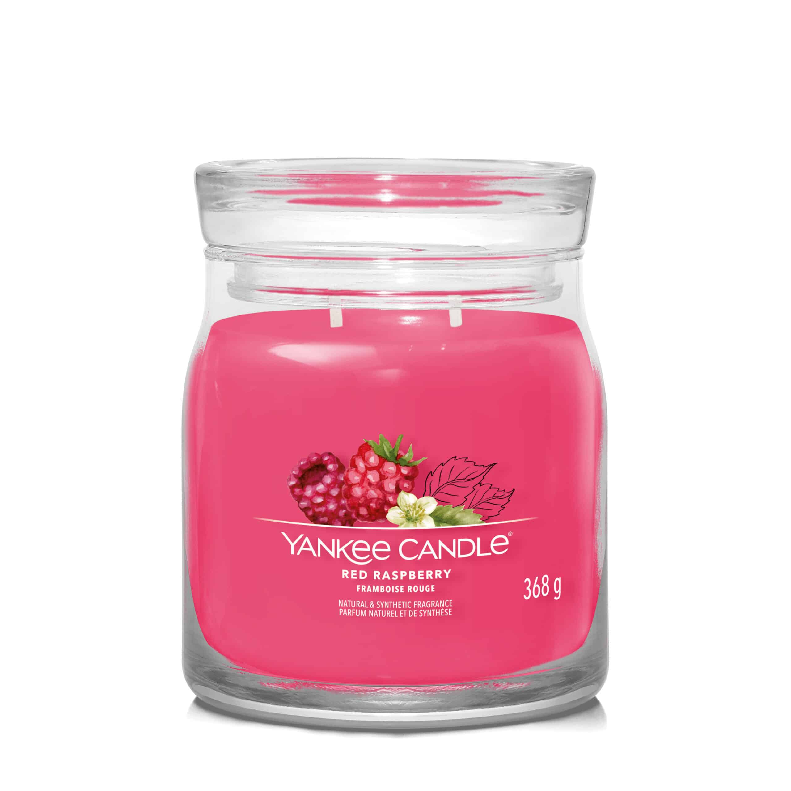 Yankee Candle Red Raspberry Signature Duftkerze im mittelgroßen Glas mit Himbeerduft