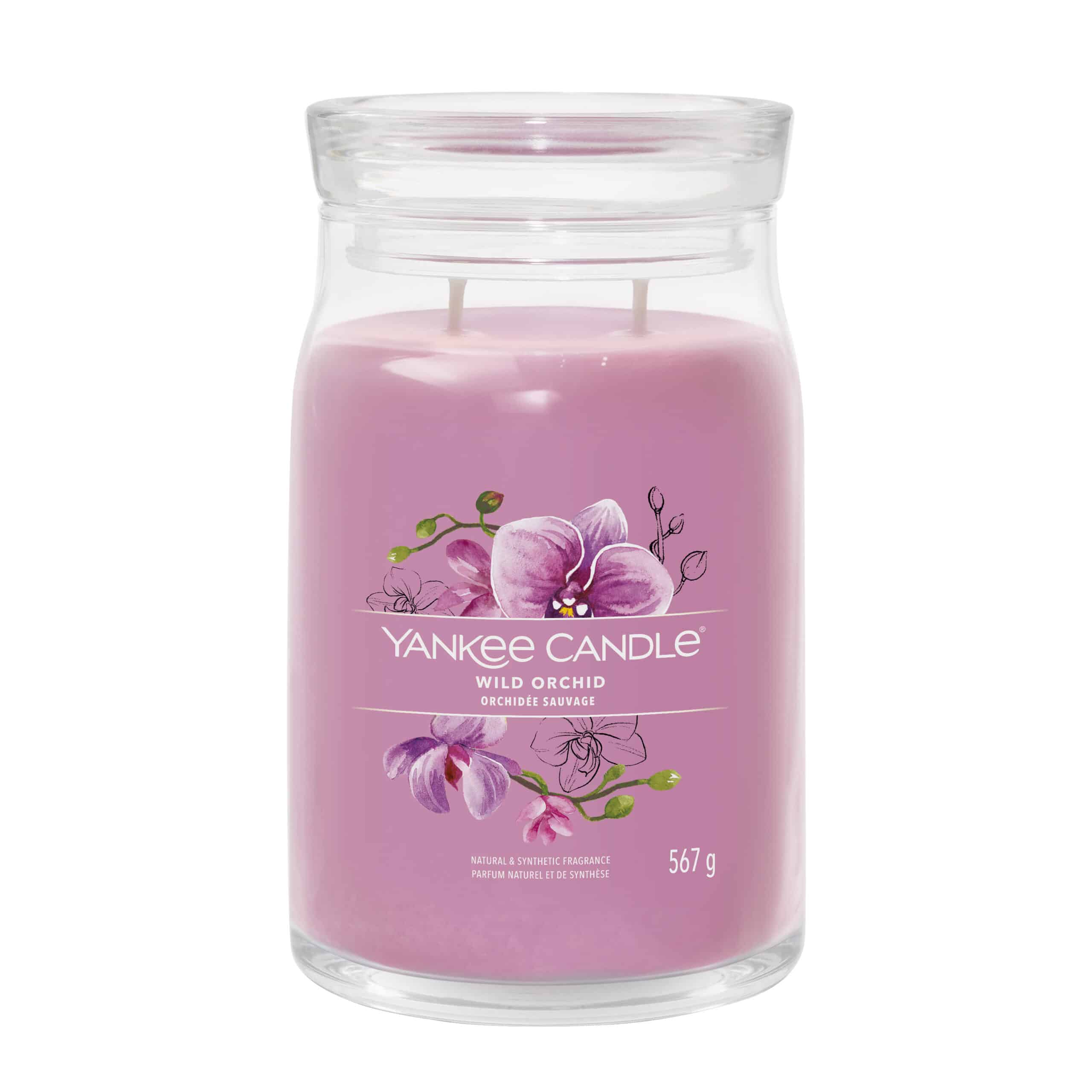 Yankee Candle Wild Orchid Signature Duftkerze im großen Glas mit blumigem Orchideenduft