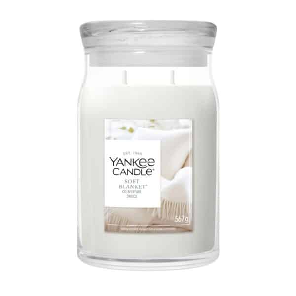 Yankee Candle Soft Blanket Signature Large Jar, weiße Duftkerze im großen Glas
