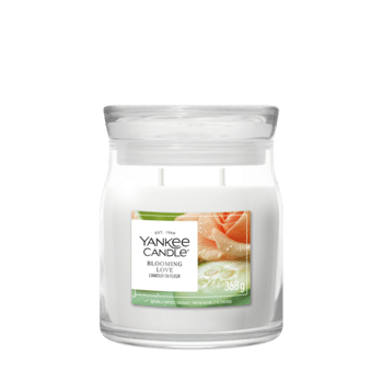 Neue Yankee Candle Blooming Love Medium Jar Duftkerze mit verführerischem blumigem Duft