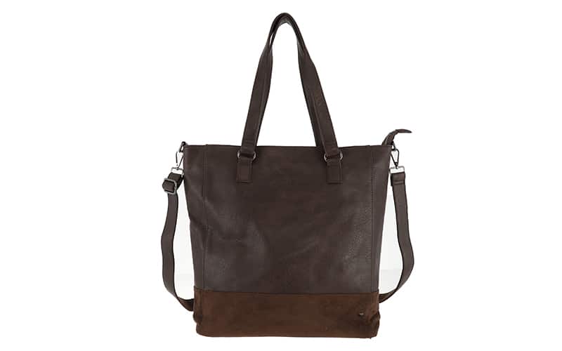 Browny Clever Tasche in Dunkelbraun mit Wildleder-Boden und Schulterriemen, Vorderansicht