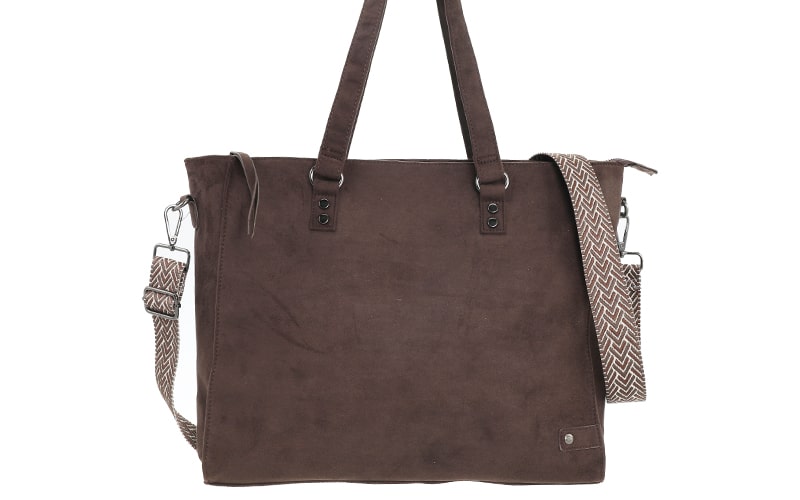 Browny Shopper Riga, braune Schultasche mit Henkeln und geflochtenem Schulterriemen
